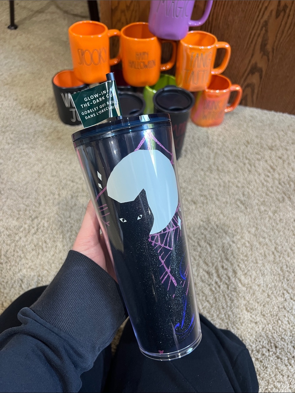 Starbucks Black Halloween Cat Glow-in-the-Dark Tumbler